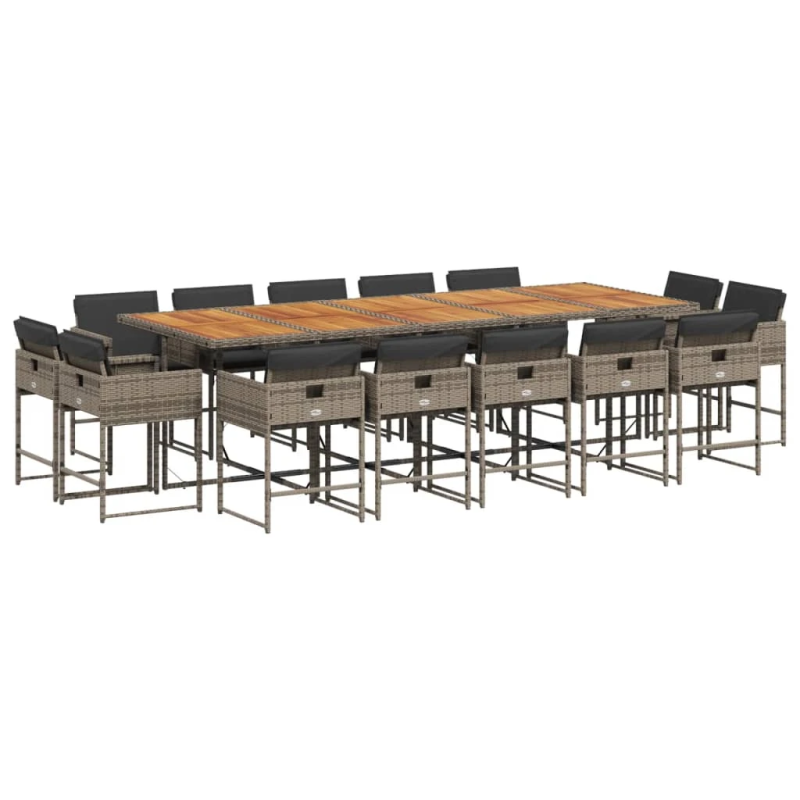 vidaXL 15-daļīgs dārza mēbeļu komplekts ar matračiem, PE rotangpalma