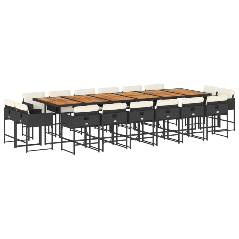 vidaXL 17-daļīgs dārza mēbeļu komplekts ar matračiem, PE rotangpalma