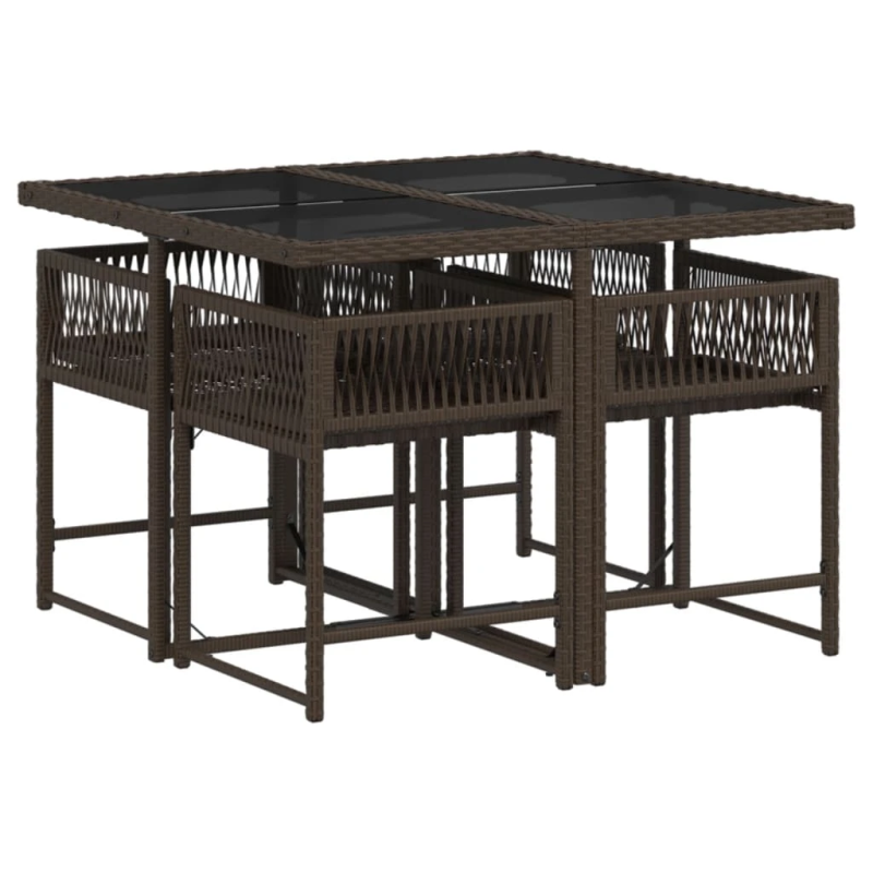 vidaXL 5-daļīgs dārza mēbeļu komplekts ar matračiem, PE rotangpalma