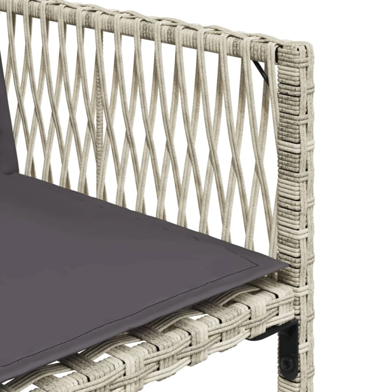 vidaXL 7-daļīgs dārza mēbeļu komplekts, matrači,gaiši pelēka PE pinums