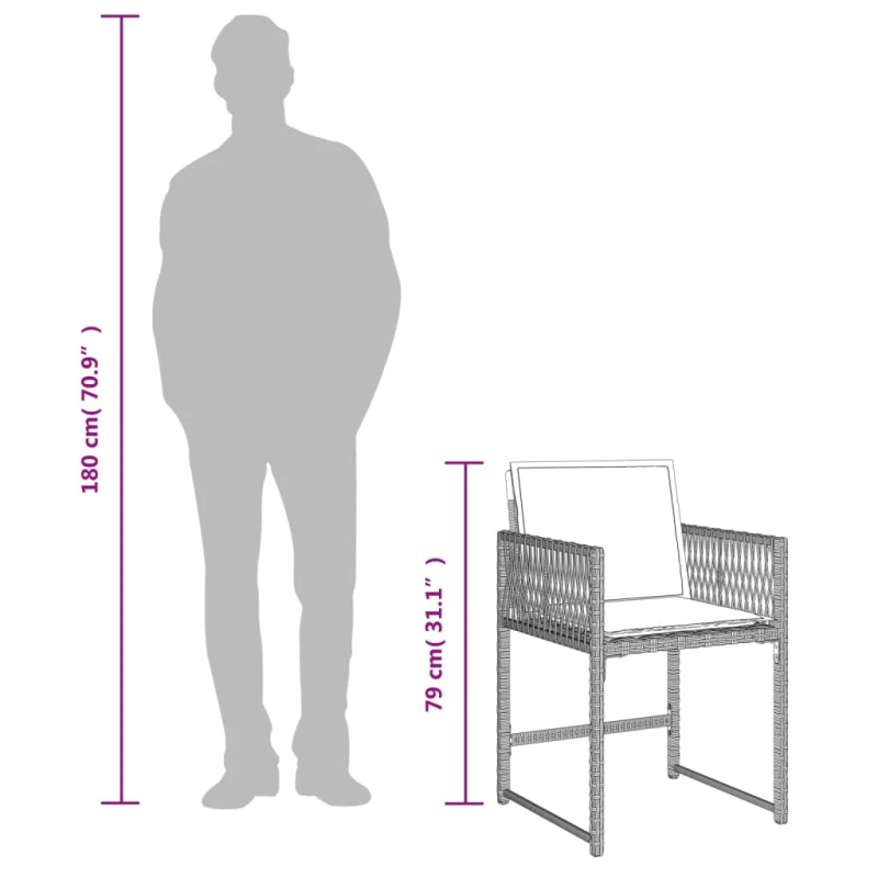 vidaXL 7-daļīgs dārza mēbeļu komplekts, matrači,gaiši pelēka PE pinums