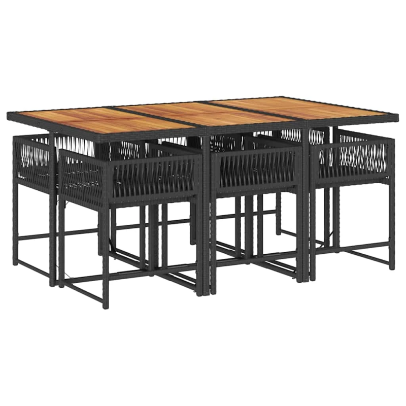 vidaXL 7-daļīgs dārza mēbeļu komplekts ar matračiem, PE rotangpalma