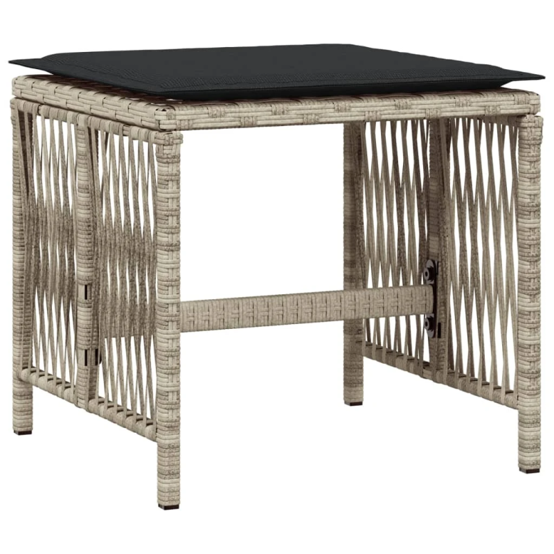 vidaXL 11-daļīgs dārza mēbeļu komplekts ar matračiem, gaiši pelēka PE