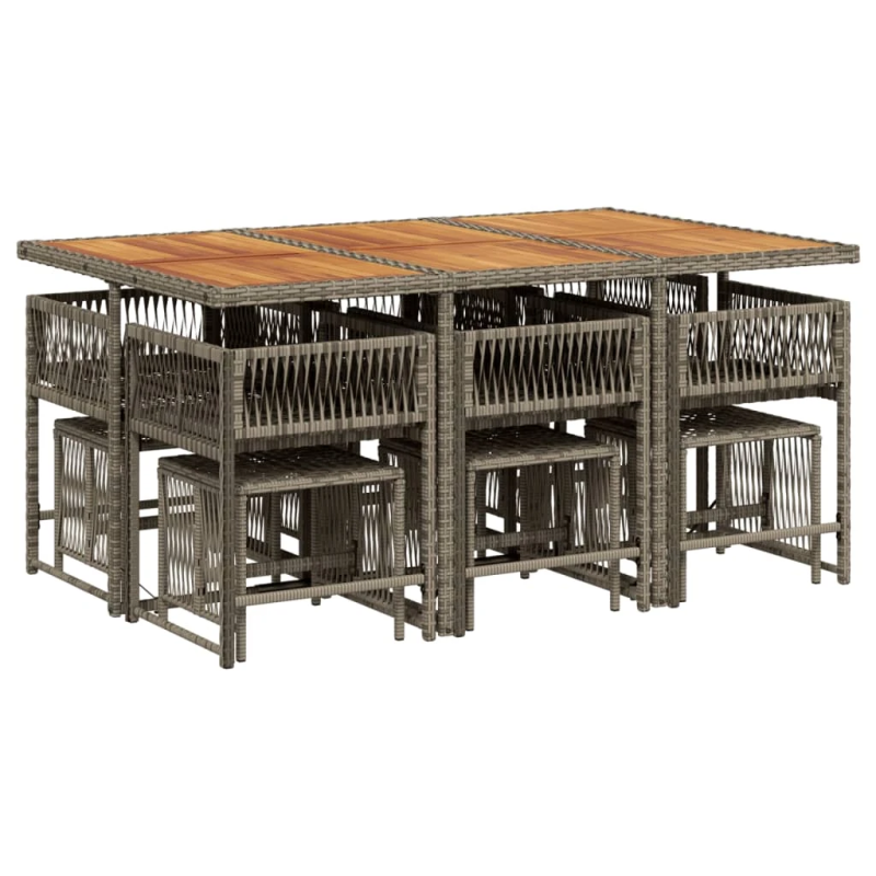 vidaXL 11-daļīgs dārza mēbeļu komplekts ar matračiem, PE rotangpalma