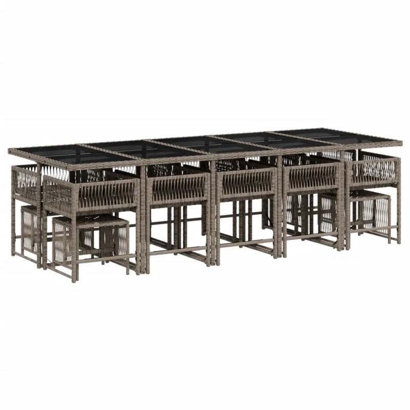 vidaXL 15-daļīgs dārza mēbeļu komplekts ar matračiem, PE rotangpalma