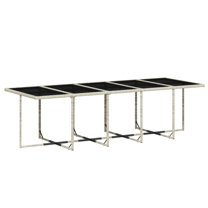 vidaXL 15-daļīgs dārza mēbeļu komplekts ar matračiem, gaiši pelēka PE