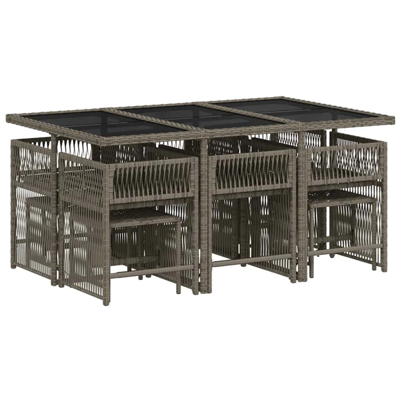 vidaXL 11-daļīgs dārza mēbeļu komplekts ar matračiem, PE rotangpalma