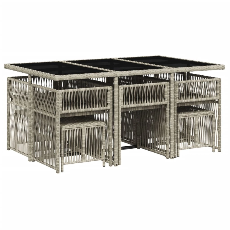 vidaXL 11-daļīgs dārza mēbeļu komplekts ar matračiem, gaiši pelēka PE