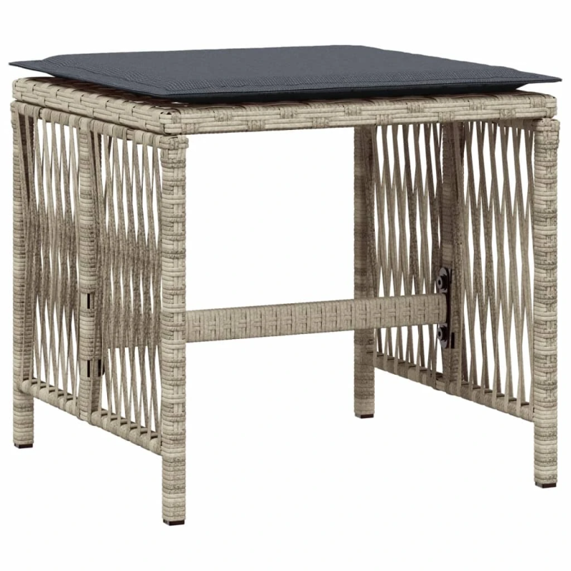 vidaXL 11-daļīgs dārza mēbeļu komplekts ar matračiem, gaiši pelēka PE