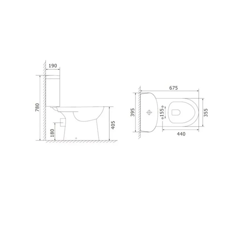 Tualete, novietojams Domoletti, ar vāku, 390 mm x 635 mm