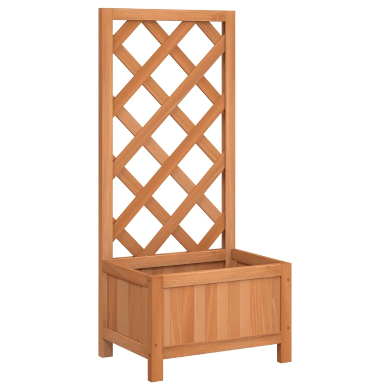 vidaXL puķu kaste ar špaleru, brūna, egles masīvkoks