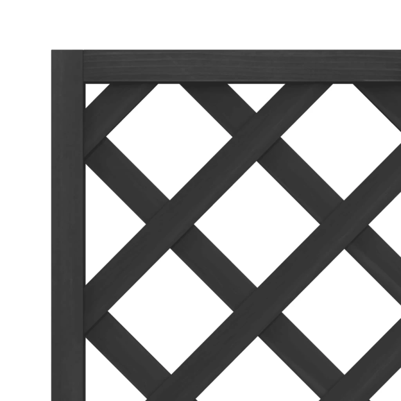 vidaXL puķu kaste ar špaleru, melna, egles masīvkoks