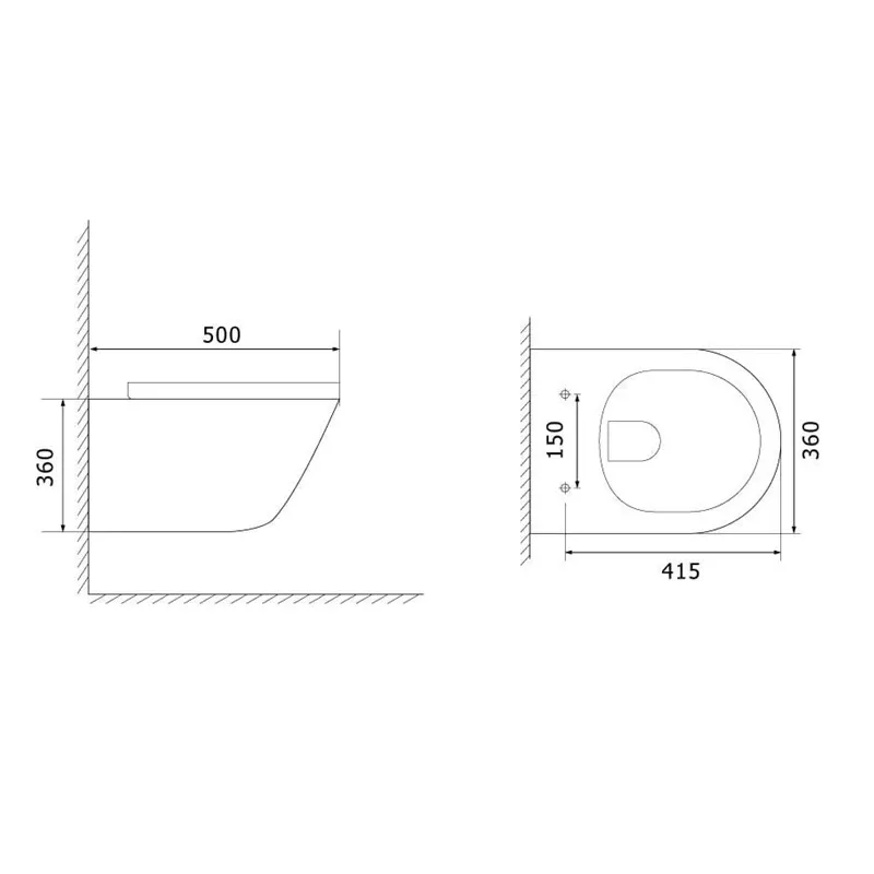 Wall-hung toilet with lid DOMOLETTI. 360×500 mm