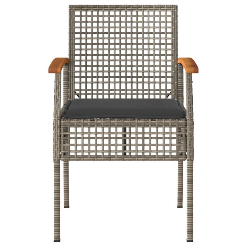 vidaXL dārza krēsli ar matračiem, 2gb., pelēka PE rotangpalma, akācija