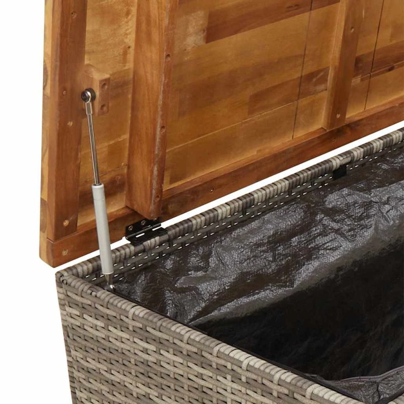 vidaXL dārza uzglabāšanas kaste, pelēka, 110x55x63 cm, PE rotangpalma