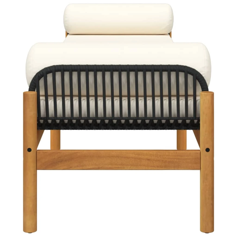 vidaXL dārza sols ar matraci, melna PE rotangpalma, akācija