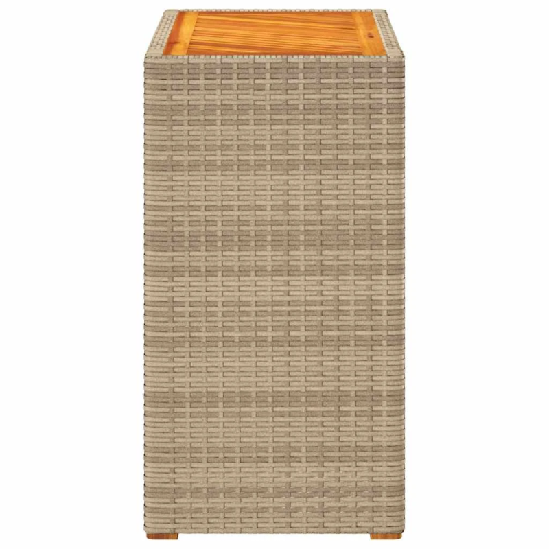 vidaXL dārza galds ar koka virsmu, 60x40x75 cm, bēša PE rotangpalma