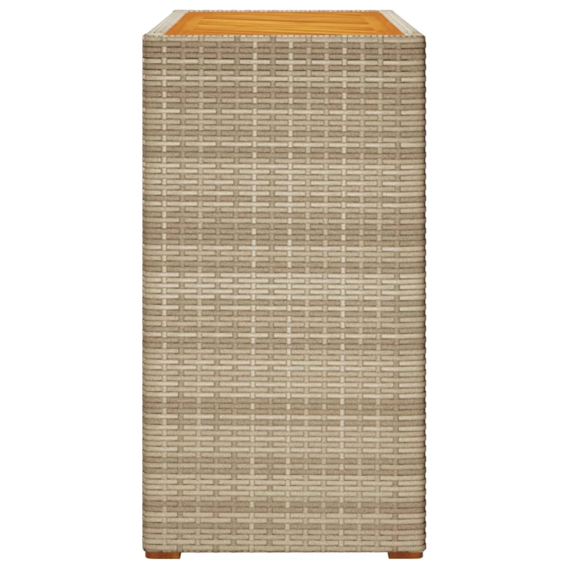 vidaXL dārza galds ar koka virsmu, 100x40x75 cm, bēša PE rotangpalma