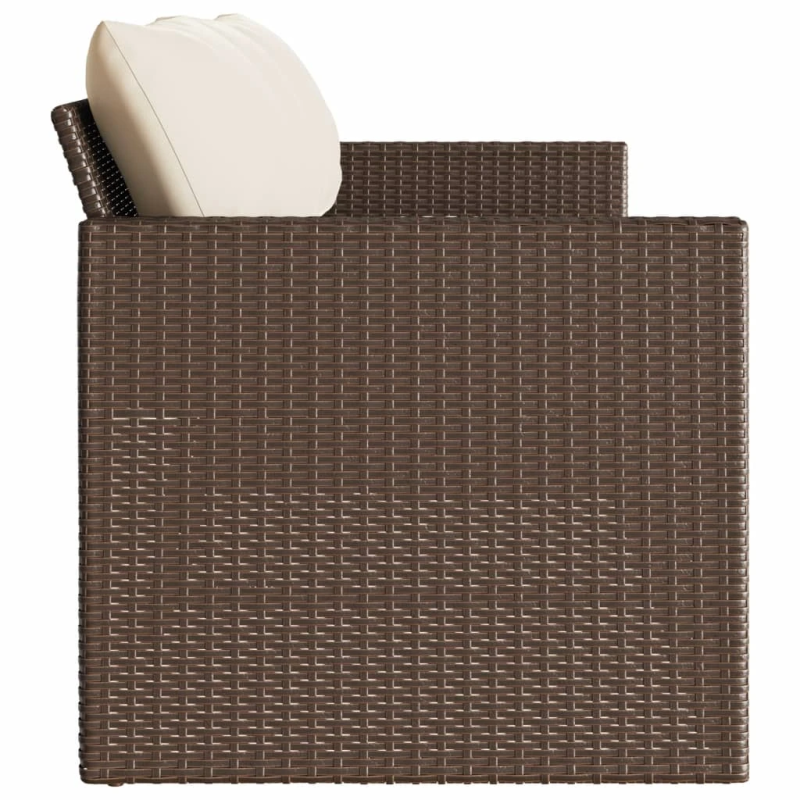 vidaXL trīsvietīgs dārza dīvāns ar matračiem, brūna PE rotangpalma