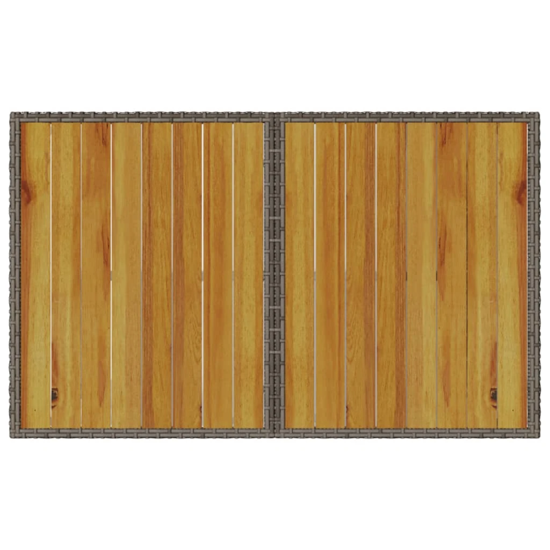 vidaXL dārza galds, koka virsma, pelēks, 110x68x70 cm, PE rotangpalma