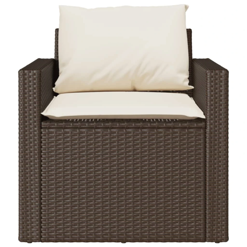 vidaXL 4-daļīgs dārza dīvānu komplekts, matrači, brūna PE rotangpalma