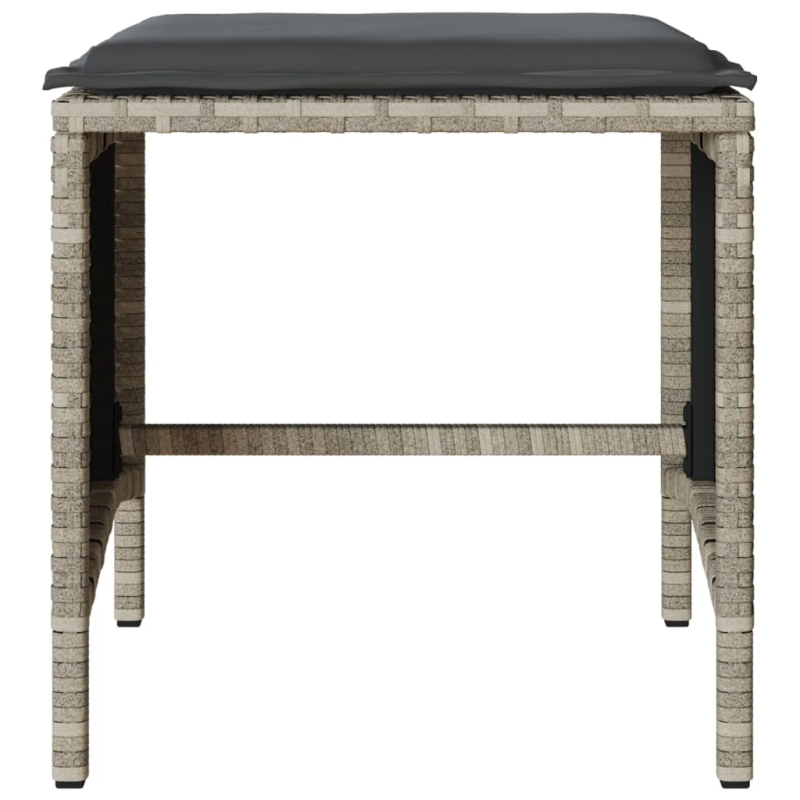 vidaXL 4-daļīgs dārza dīvānu komplekts,matrači, gaiši pelēka PE pinums