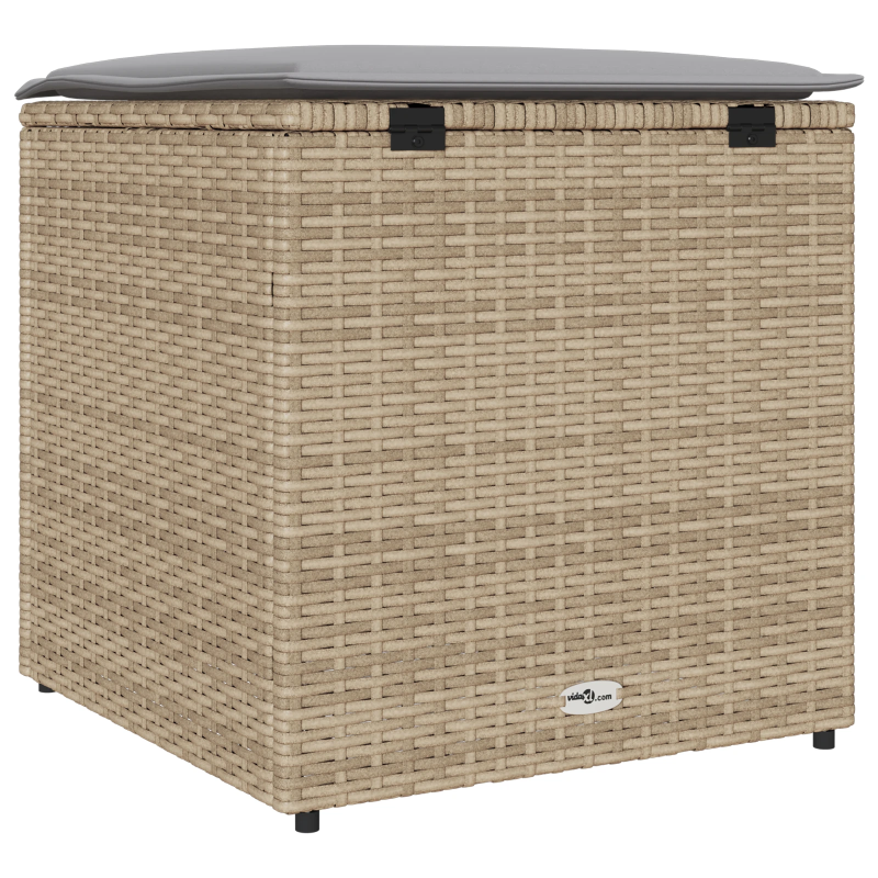 vidaXL Spilvenu kaste ar uzglabāšanu Bēša 50 x 50 x 50 cm poliratāns