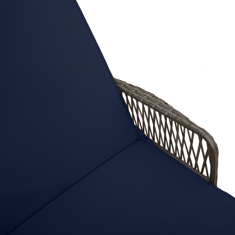 vidaXL Sauļošanās krēsls Pelēka un tumši zila 55 x 200 x 92 cm