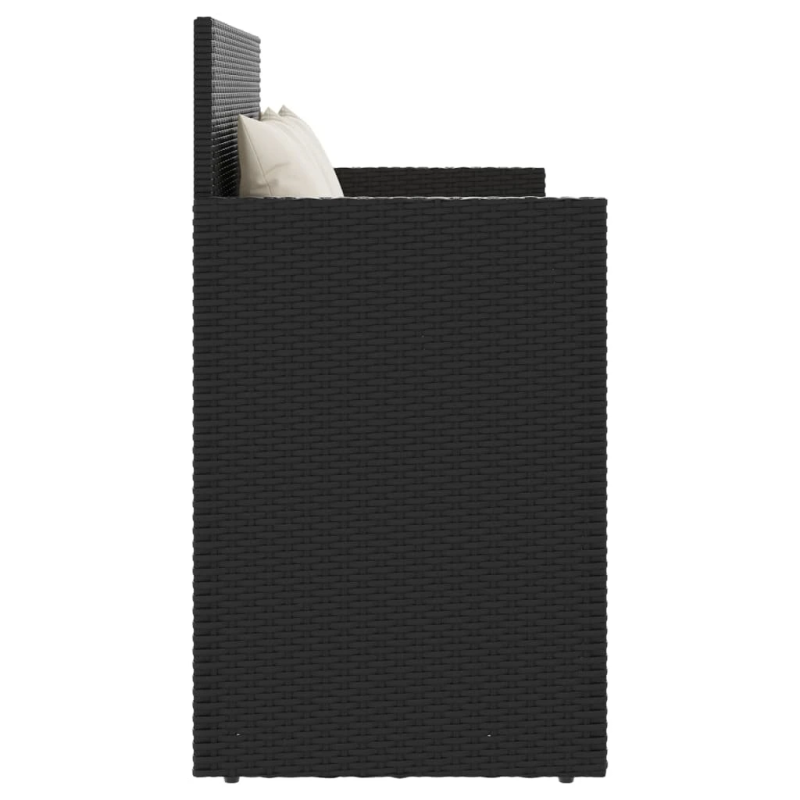 vidaXL dārza sols ar matraci, melna PE rotangpalma