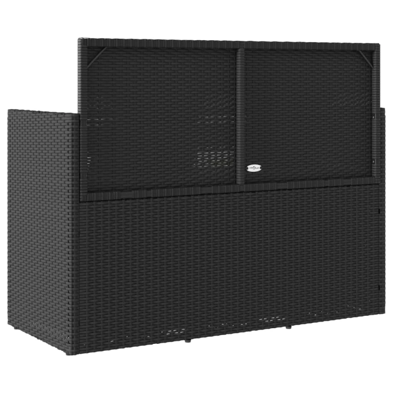 vidaXL dārza sols ar matraci, melna PE rotangpalma