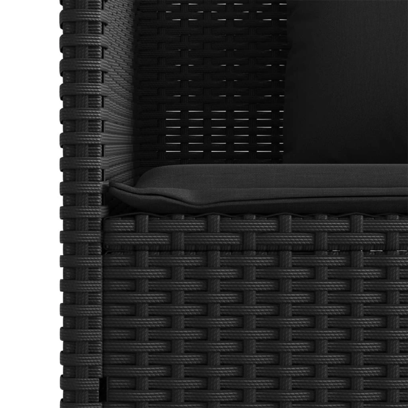 vidaXL dārza sols ar matraci, melna PE rotangpalma