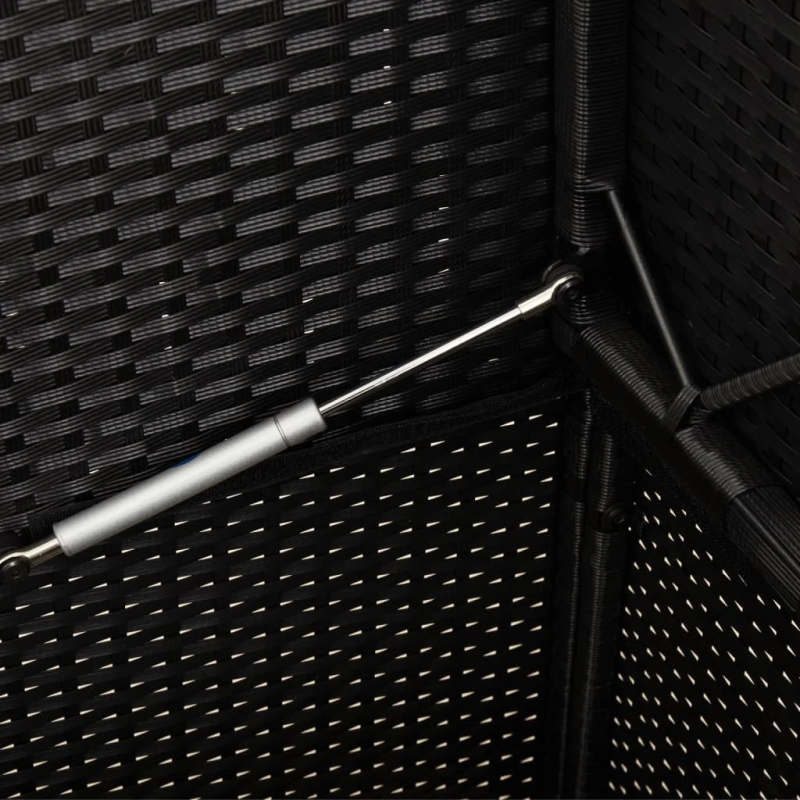 vidaXL dārza sols ar matraci, melna PE rotangpalma