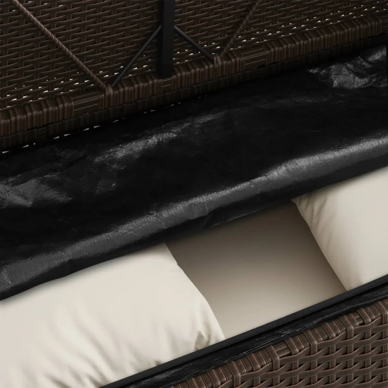 vidaXL dārza sols ar matračiem, brūna PE rotangpalma