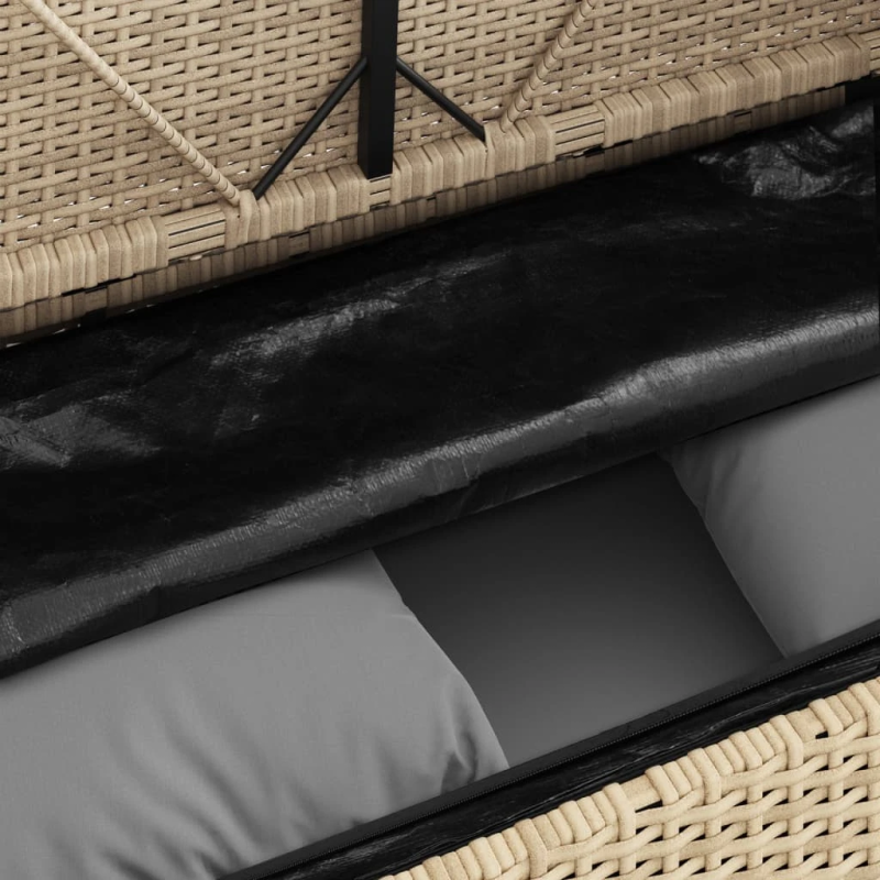 vidaXL dārza sols ar matračiem, bēša PE rotangpalma