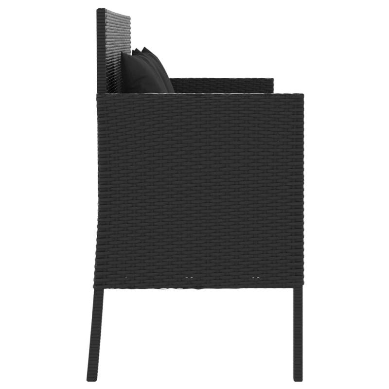 vidaXL dārza sols ar matraci, melna PE rotangpalma