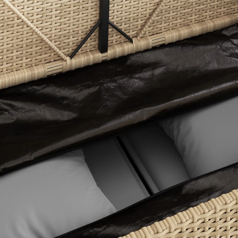 vidaXL dārza sols ar matračiem, bēša PE rotangpalma