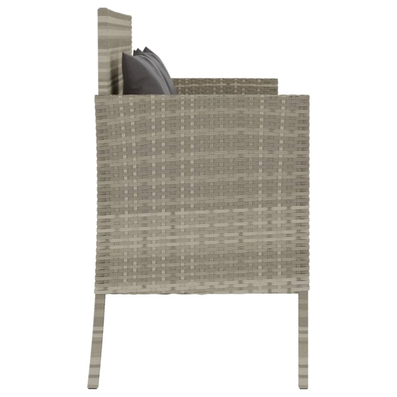 vidaXL dārza sols ar matračiem, gaiši pelēka PE rotangpalma