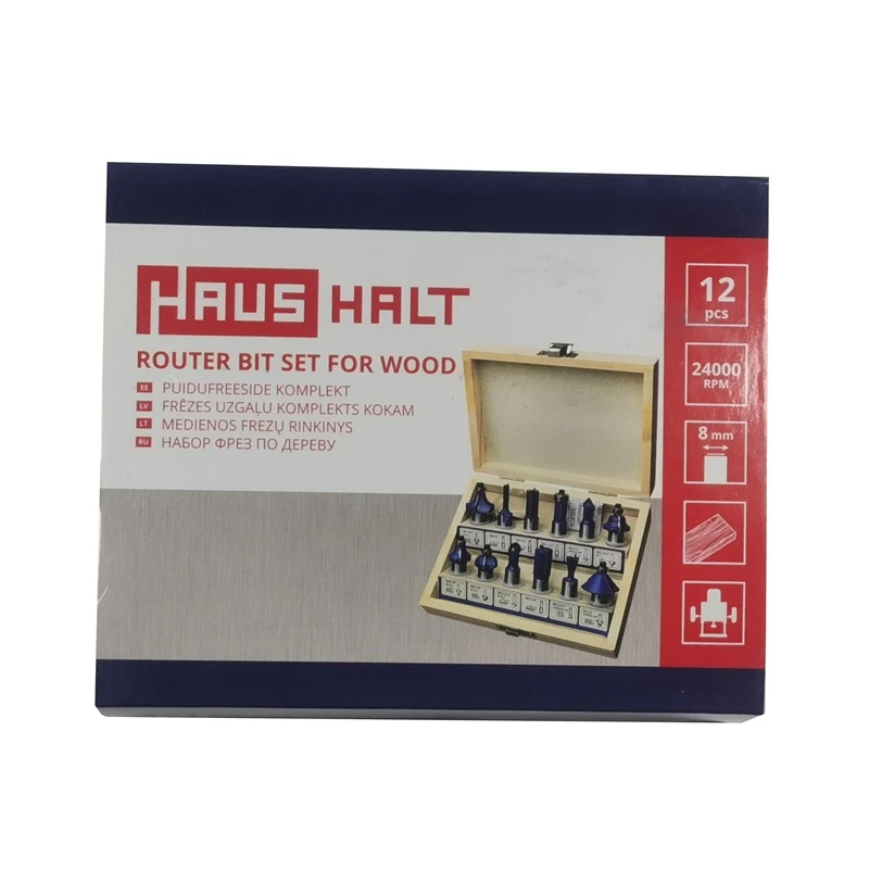 Koka frēžu komplekts 12 gab. 8mm