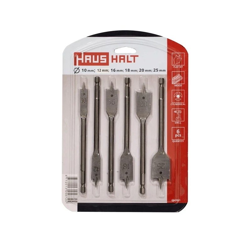 HAUSHALT spārnoto urbju komplekts. 10-25mm 6gab