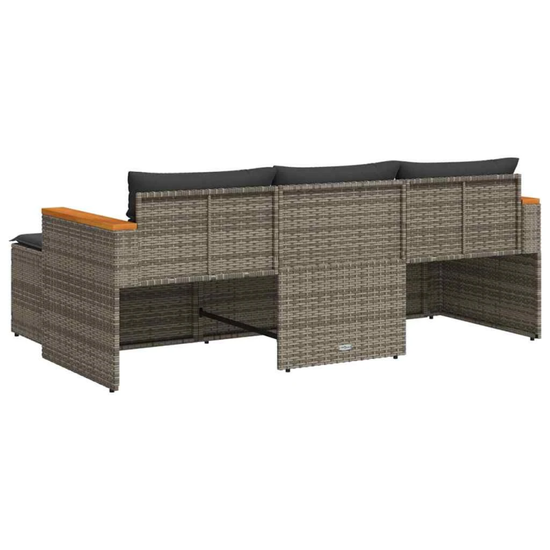 vidaXL 3-daļīgs dārza dīvāna komplekts ar matračiem, pelēks PE pinums