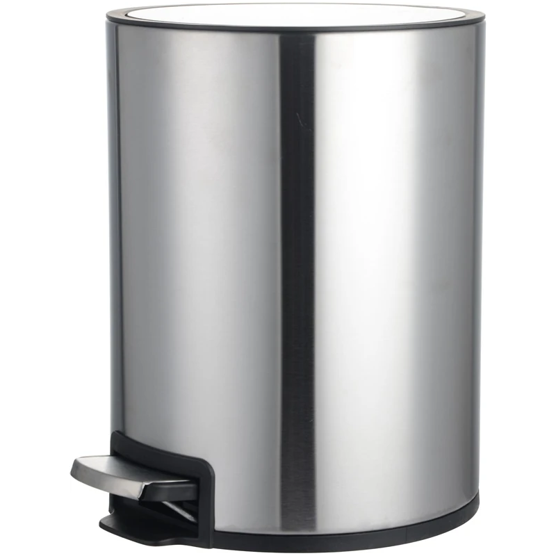 Apaļa atkritumu tvertne ar pedāli DOMOLETTI. 6 l. mat. sudrabs.