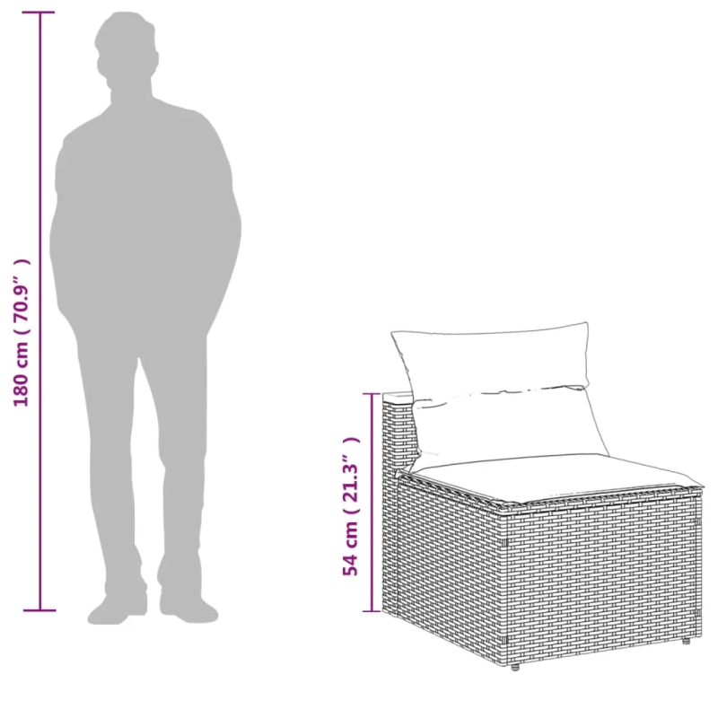 vidaXL dārza dīvāni bez roku baltiem, matrači, 2gb., PE rotangpalma