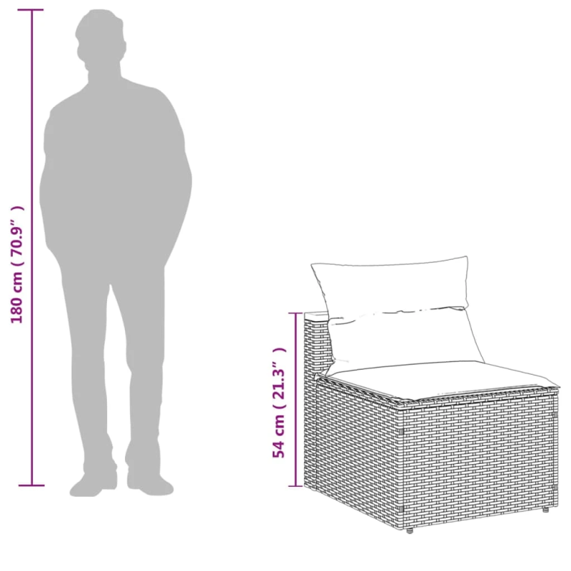 vidaXL dārza dīvāni bez roku baltiem, matrači, 2gb., pelēka PE pinums