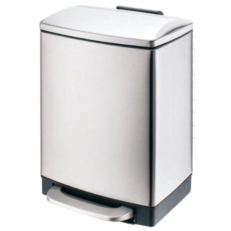 Kvadrātveida atkritumu tvertne ar pedāli DOMOLETTI. 12 l. mat. sid.