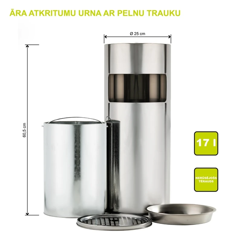 Āra atkritumu tvertne ar pelnu trauku OKKO T-Y0617S. 17 l