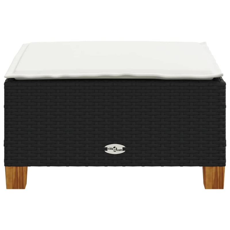 vidaXL dārza soliņš ar matraci, melna PE rotangpalma, 63,5x56x32 cm