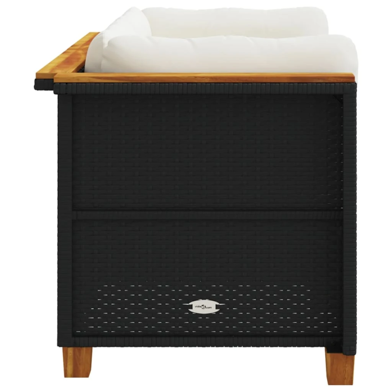 vidaXL dārza stūra dīvāni ar spilveniem, 2 gab., melna PE rotangpalma