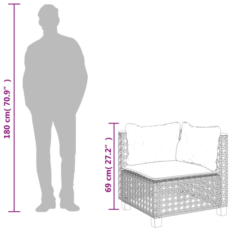 vidaXL dārza stūra dīvāns ar matračiem, bēša PE rotangpalma
