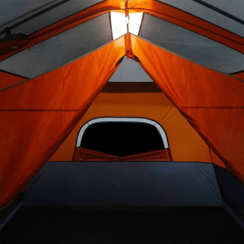 vidaXL ģimenes telts ar LED, 9 personām, gaiši pelēka un oranža