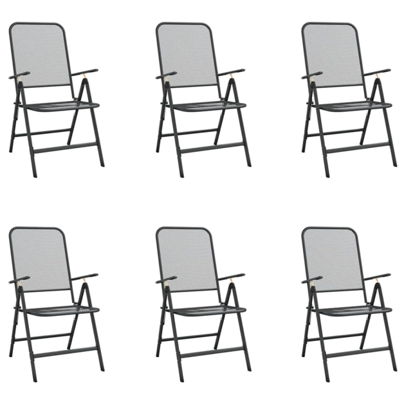 vidaXL 7-daļīgs dārza mēbeļu komplekts, antracītpelēks, metāla siets